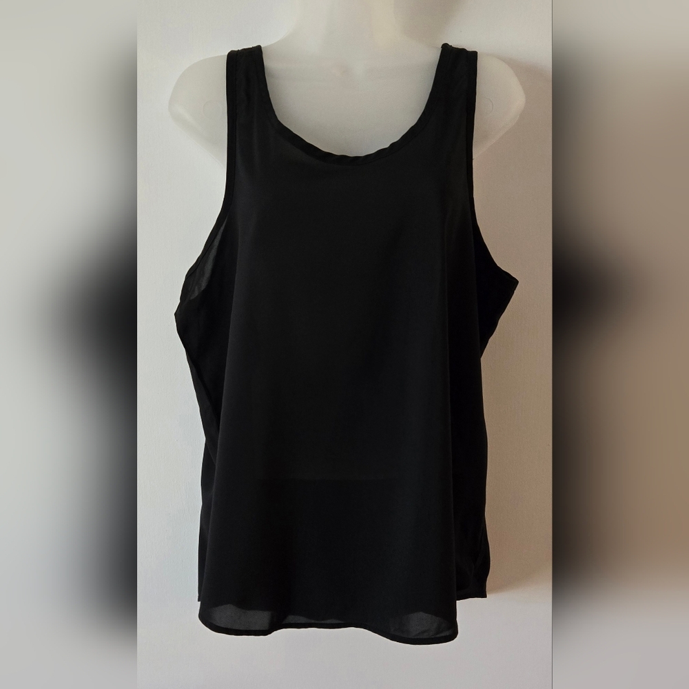Wishful Park Sheer Tank Top Sz Large Black Euc